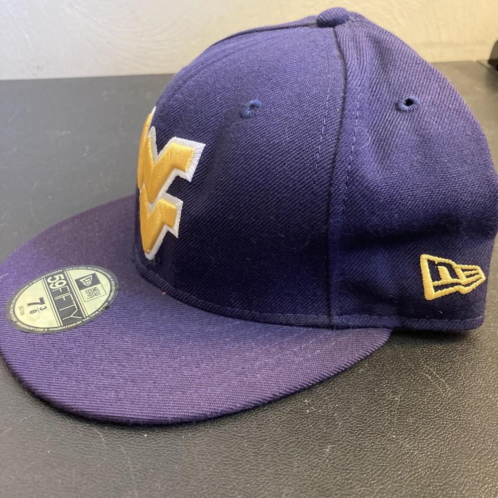 WVU Mountaineers West Virginia 59Fifty 7 3/8 Fitted Hat Cap Blue Yellow NCAA - Picture 3 of 7